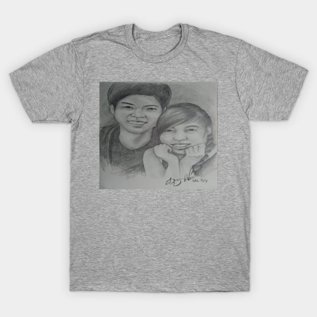 Boy and Girl Pencil Drawing T-Shirt by nghoangquang